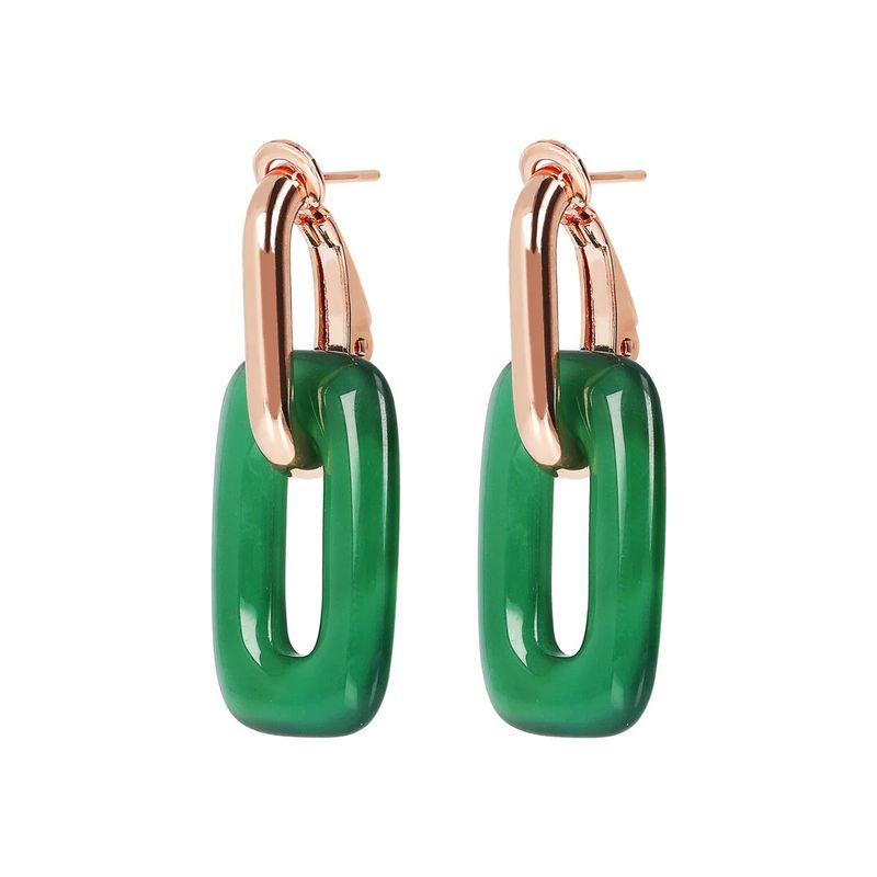 Boucles d&#39;Oreilles Pendantes Maille Rectangulaire en Pierre Naturelle