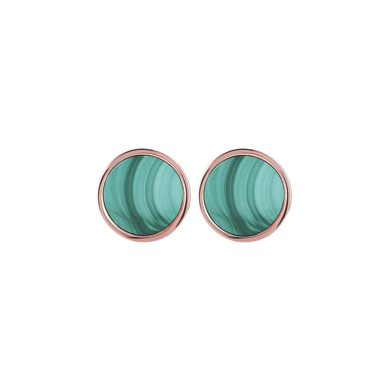 Boucles d&#39;Oreilles Bouton avec Petit Disque en Pierre Naturelle