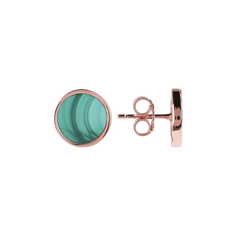 Boucles d'Oreilles Bouton avec Petit Disque en Pierre Naturelle