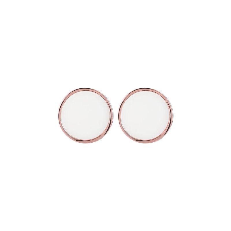 Boucles d&#39;Oreilles Bouton avec Petit Disque en Pierre Naturelle