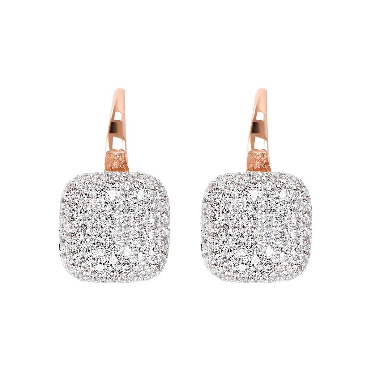 Boucles d&#39;Oreilles Pendantes Carrées avec Pavé en Zircons Cubiques