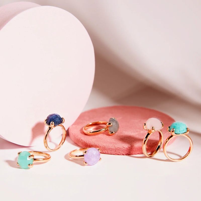 Bague Cocktail avec Pierre Naturelle Ronde
