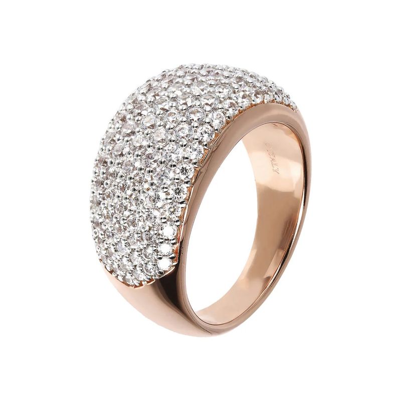 Bague Bande avec Pavé en Zircons Cubiques