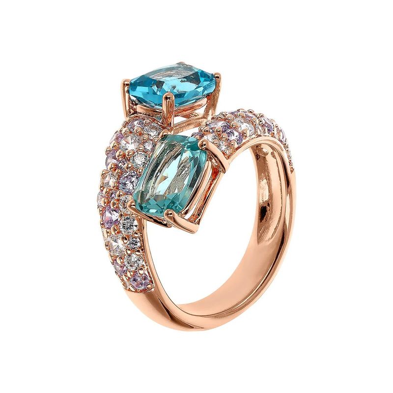 Bague Contrarié avec Prisma Gem Taille Mosaïque et Pavé Zircone Cubique