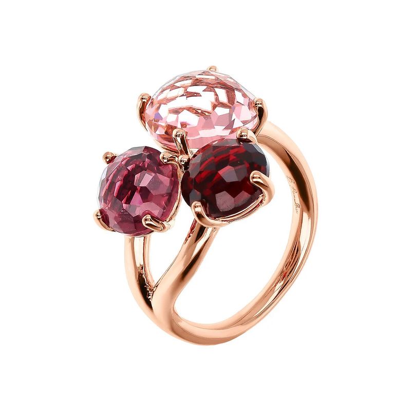 Bague trilogie avec coupe mosaïque prisme gemme