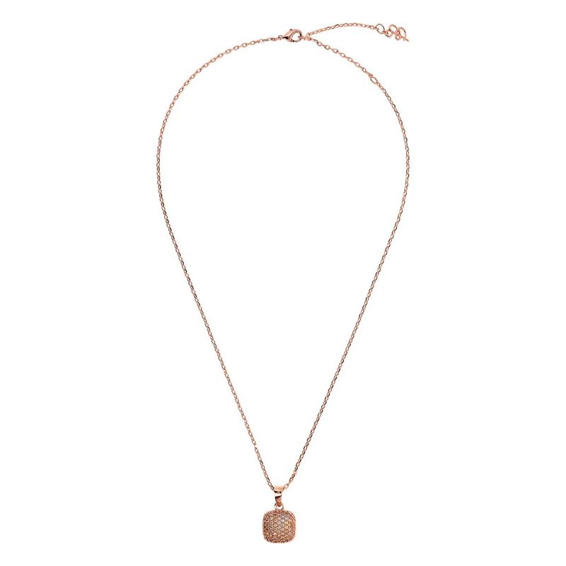 Collier Chaîne Jaseron avec Pendentif Carré Pavé en Zircons Cubiques