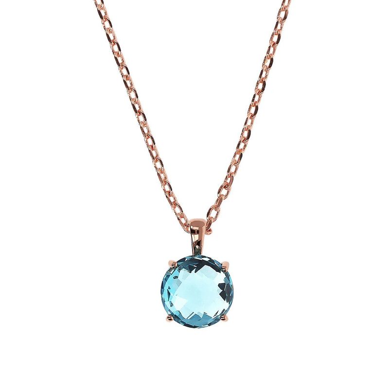 Collier chaîne Rolo avec pendentif prisme en pierre précieuse taillée en mosaïque
