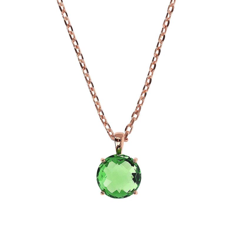 Collier chaîne Rolo avec pendentif prisme en pierre précieuse taillée en mosaïque