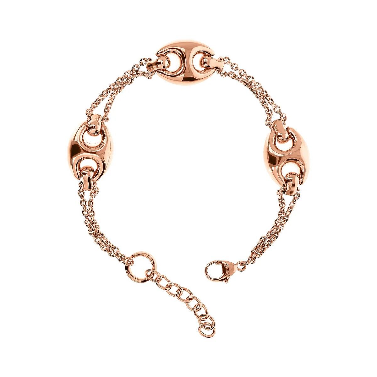 Bracelet Rolo double chaîne avec maillons marins brillants