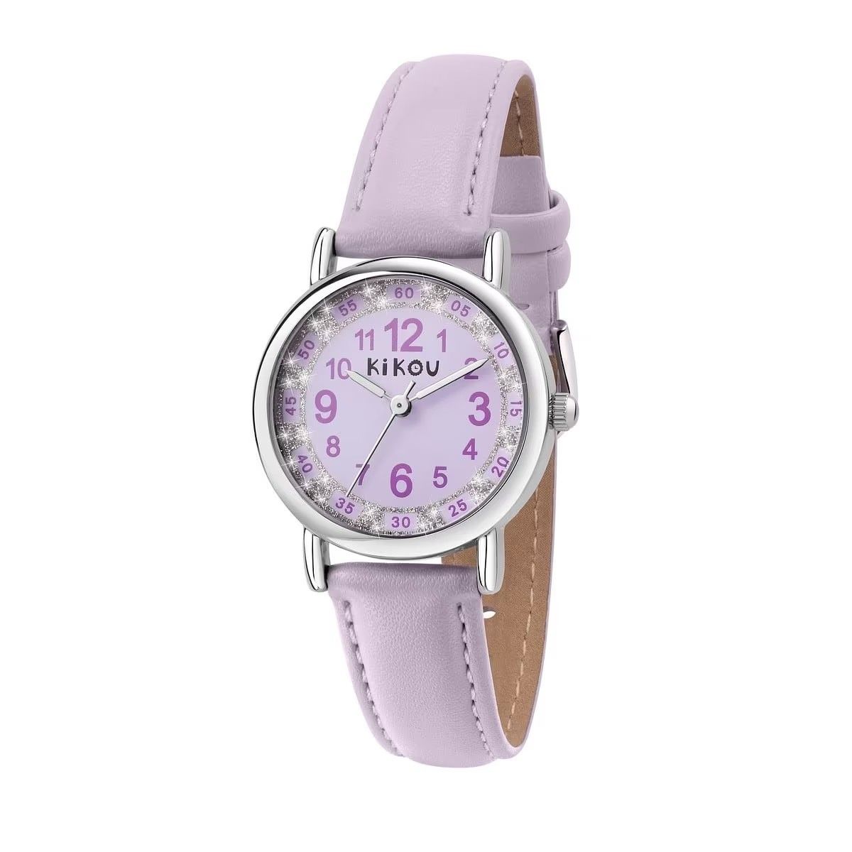 Montre enfant Kikou mademoiselle en cuir violet