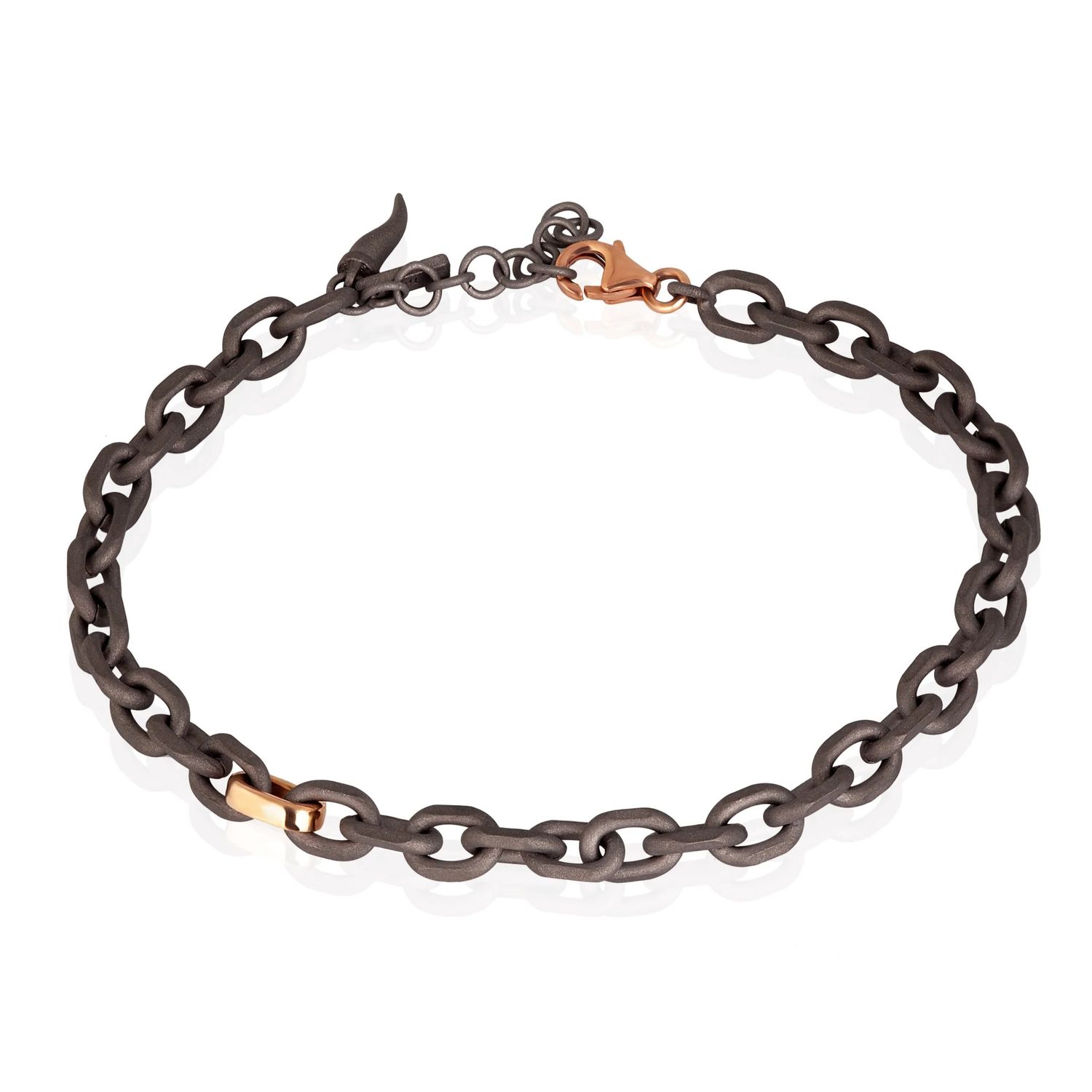 Bracelet pour homme avec chaîne en titane et or rouge 9 carats