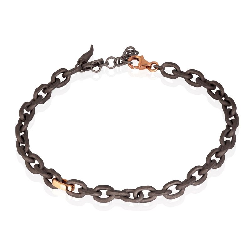 Bracelet pour homme avec chaîne en titane et or rouge 9 carats