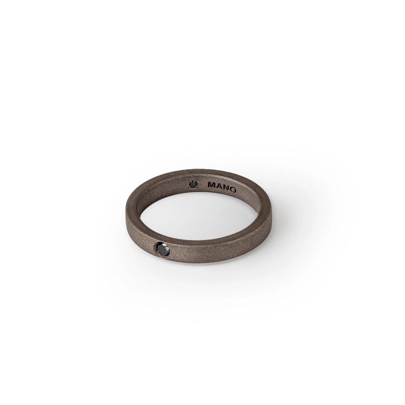 Bague solitaire pour homme en titane avec diamant noir de 10 points