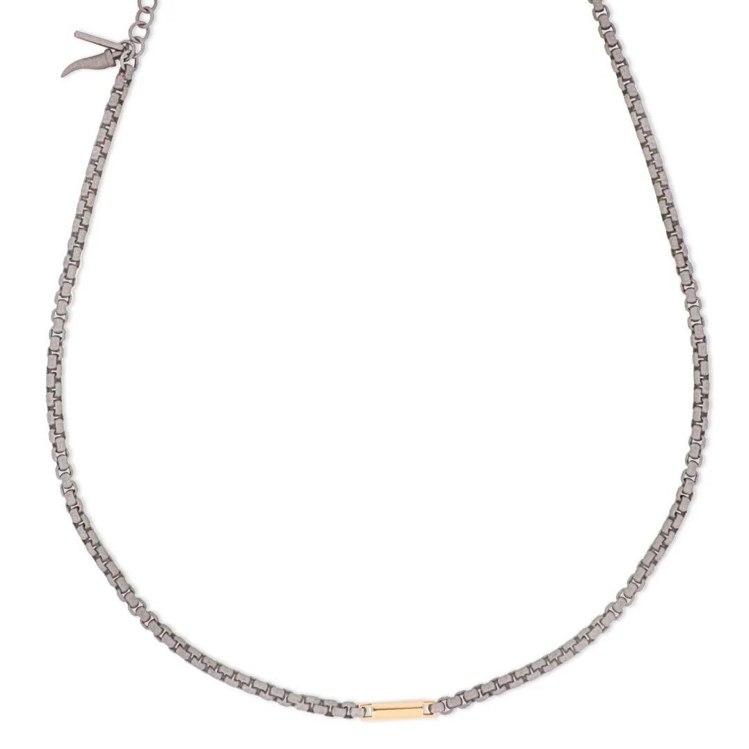 Collier pour homme avec chaîne Scooby-Doo en titane, barre et fermoir en or rouge 9 carats