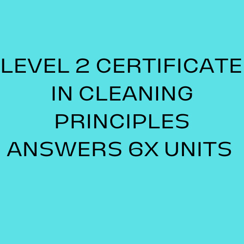 LEVEL 2 CERTIFICATE IN CLEANING PRINCIPLES ANSWERS 6X UNITS