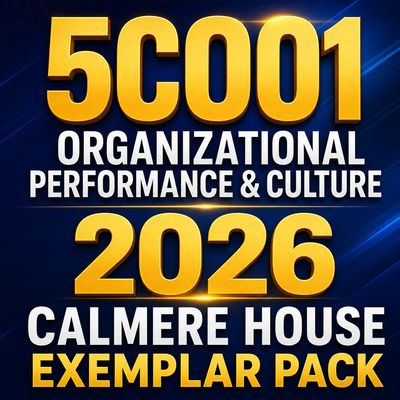 5CO01 Organizational Performance & Culture 2026 Calmere House Exemplar Pack