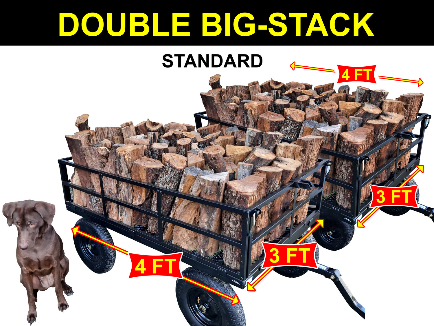 DOUBLE BIG STACK - 6ft x 4ft, Wood Type:: Texas Live Oak, Split Type &amp; Length:: STANDARD Mix -- 16-18&quot; Length