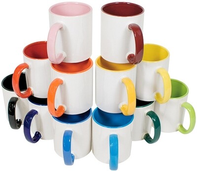 personalisierte Tasse in verschiedenen Farben, mit ihrem Wunschbild bedruckt
