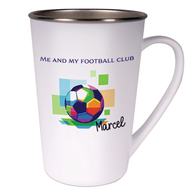 personalisierte Konische Edelstahltasse 17oz kunststoffummantelt, leicht und bruchfest mit ihrem Wunschbild bedruckt