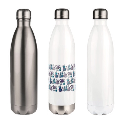personalisierte Edelstahl-Thermoflasche 750 ml doppelwandig mit Schraubverschluss mit ihrem Wunschbild bedruckt