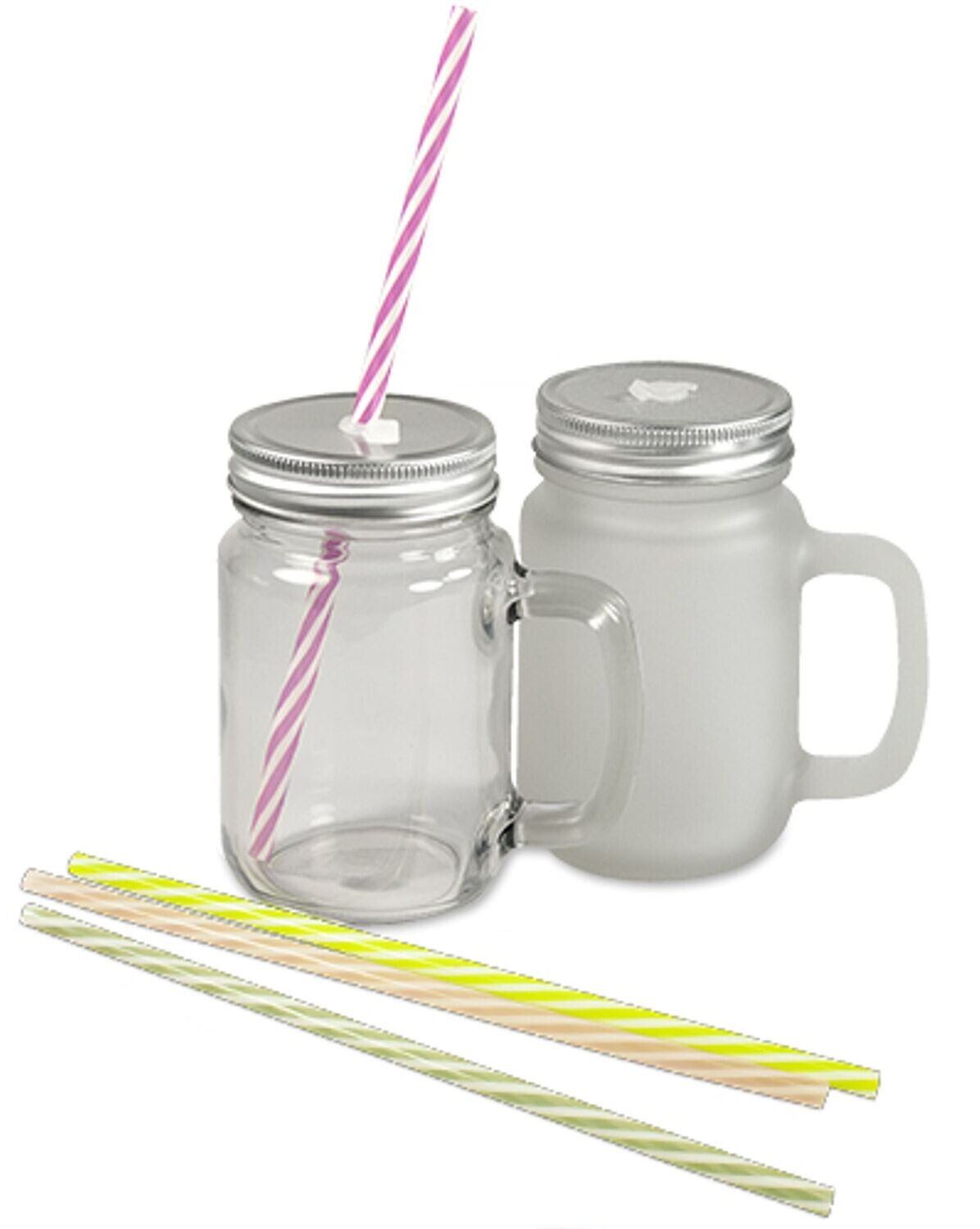 personalisiertes Henkelglas Mason Jar mit Deckel und Trinkhalm mit ihrem Wunschmotiv/Text