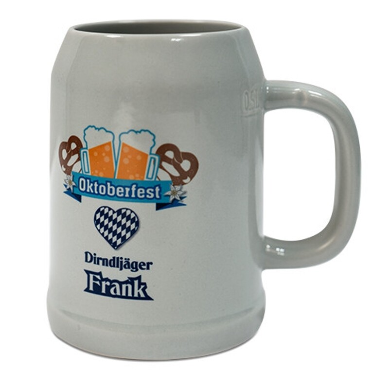 personalisierter dunkelgrauer Bierkrug 0,5ltr. mit persönliches Bild, Text u.v.m.