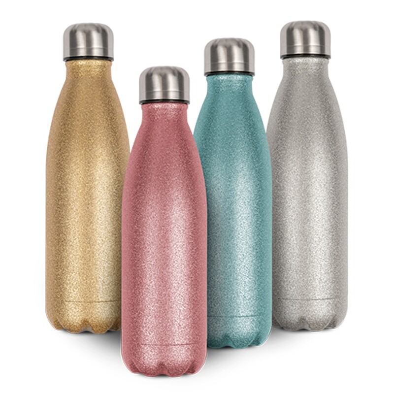 personalisierte Edelstahl Thermoflasche Glitzer Effekt 500ml mit personalisierten Wunschtext