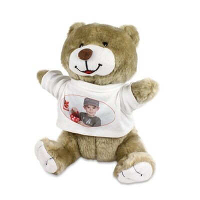 personalisiertes Plüschtier Teddybär Fred mit ihrem Wunschbild/Foto