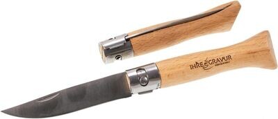 Holz Taschenmesser aus Buche - Klappmesser 20 cm mit persönlicher Beschriftung