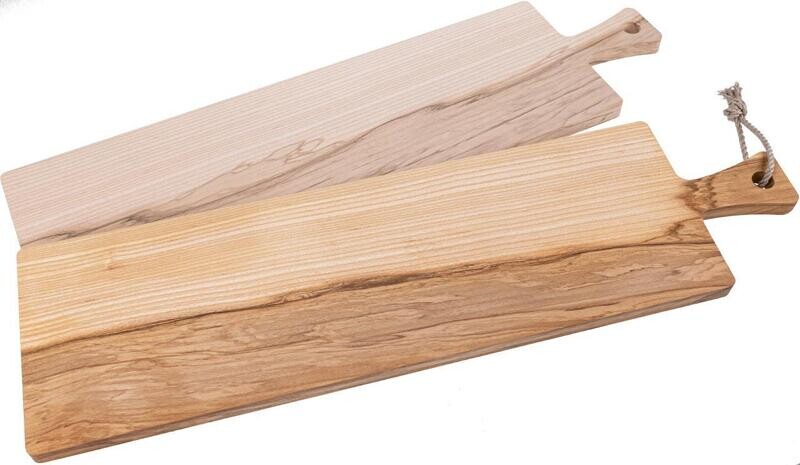 Baguette Brett aus FSC® Esche - 55 x 15 x 1,5 cm roh mit Kordel mit persönlicher Beschriftung