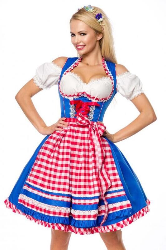 Unterbrustdirndl mit Karoschürze Unterbrustdirndl mit Karoschürze