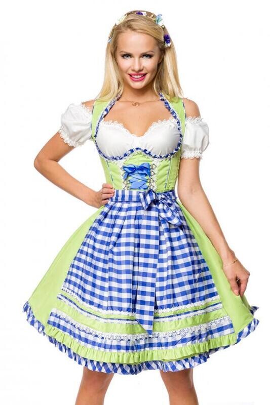 Unterbrustdirndl mit Karoschürze Unterbrustdirndl mit Karoschürze