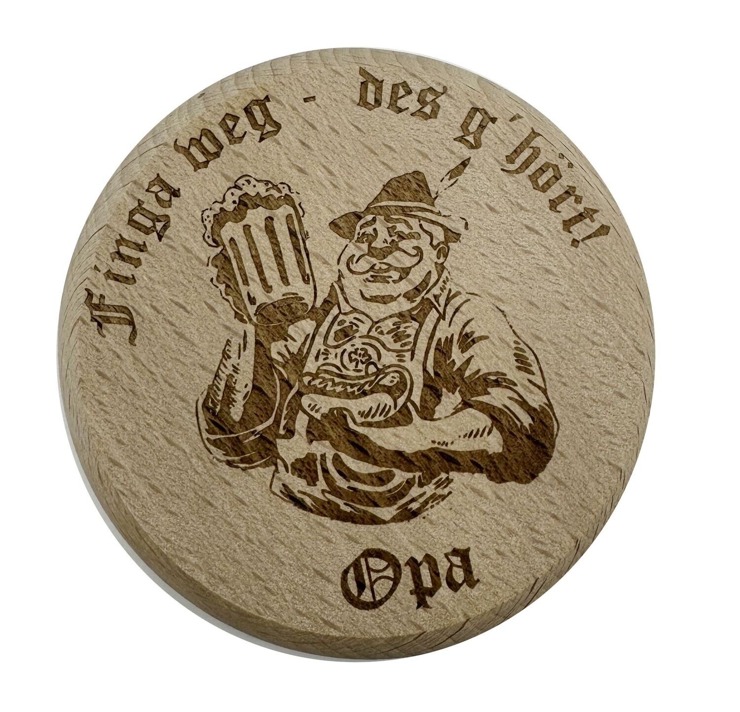 Bierglasdeckel aus Holz - Biergartendeckel aus Holz - Bayer mit Bierkrug  - mit oder ohne Name