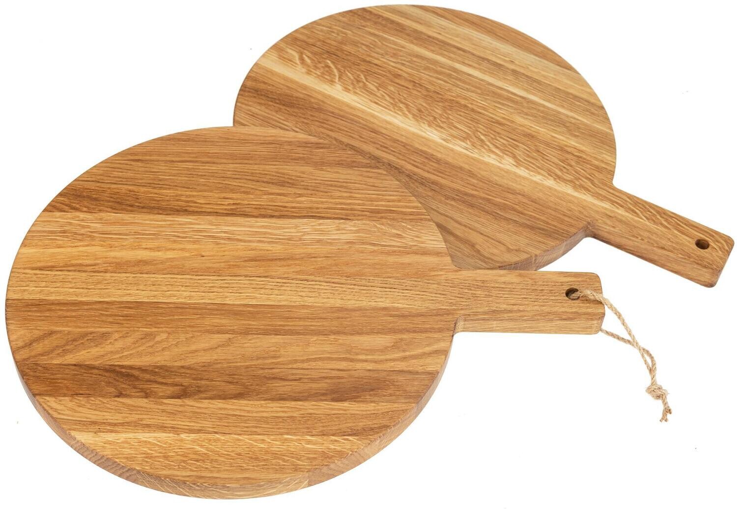 Pizzabrett mit Griff - 40 x 30 x 2 cm - Eiche geölt mit Kordel