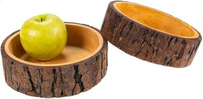 Holzschüssel aus einem Baumstamm aus Erle mit Rinde - 16,5 x 5 cm - Naturbelassen, rustikal und handgefertigt