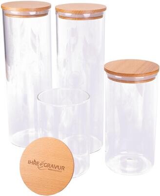 Vorratsglas mit Holzdeckel aus FSC® Buche - Praktische Aufbewahrungslösung für Lebensmittel in 4 verschiedenen Größen