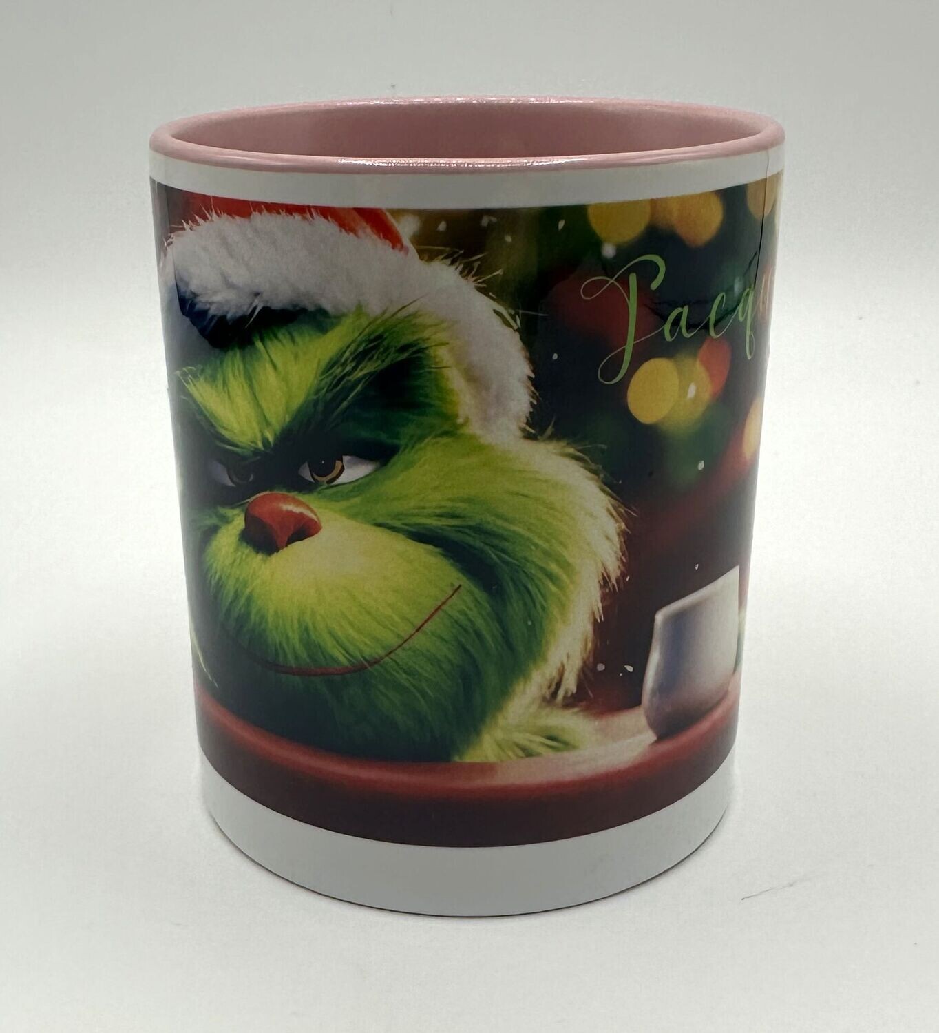 Grinch Tasse farbiger Henkel und Tassen innere mit Name