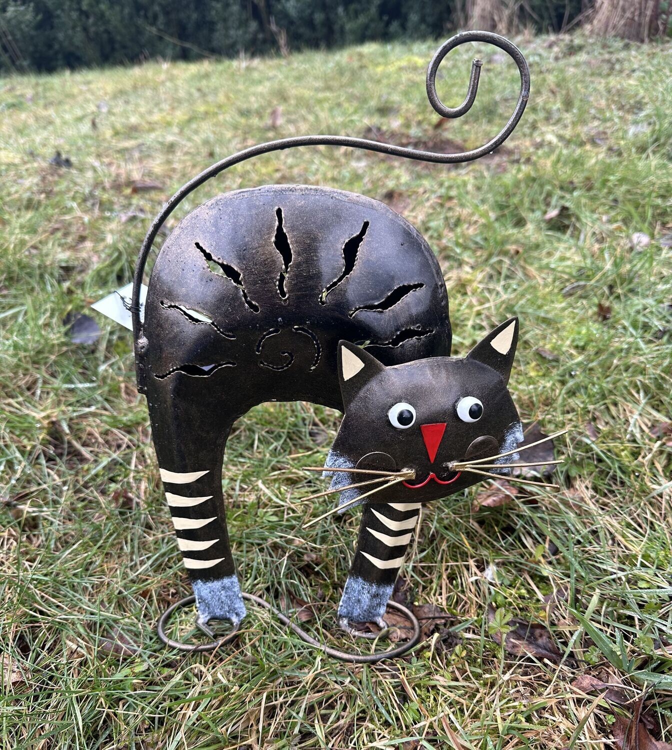 Katze, stehend, L, schwarz-gold, 35x26x9 cm
