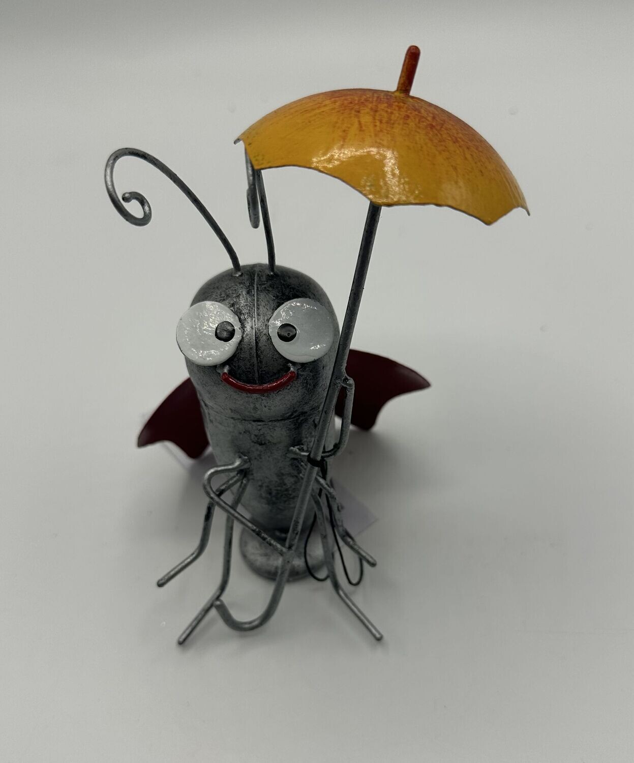 Marienkäfer, mit Schirm, S, silber-rot, 16x9x11 cm