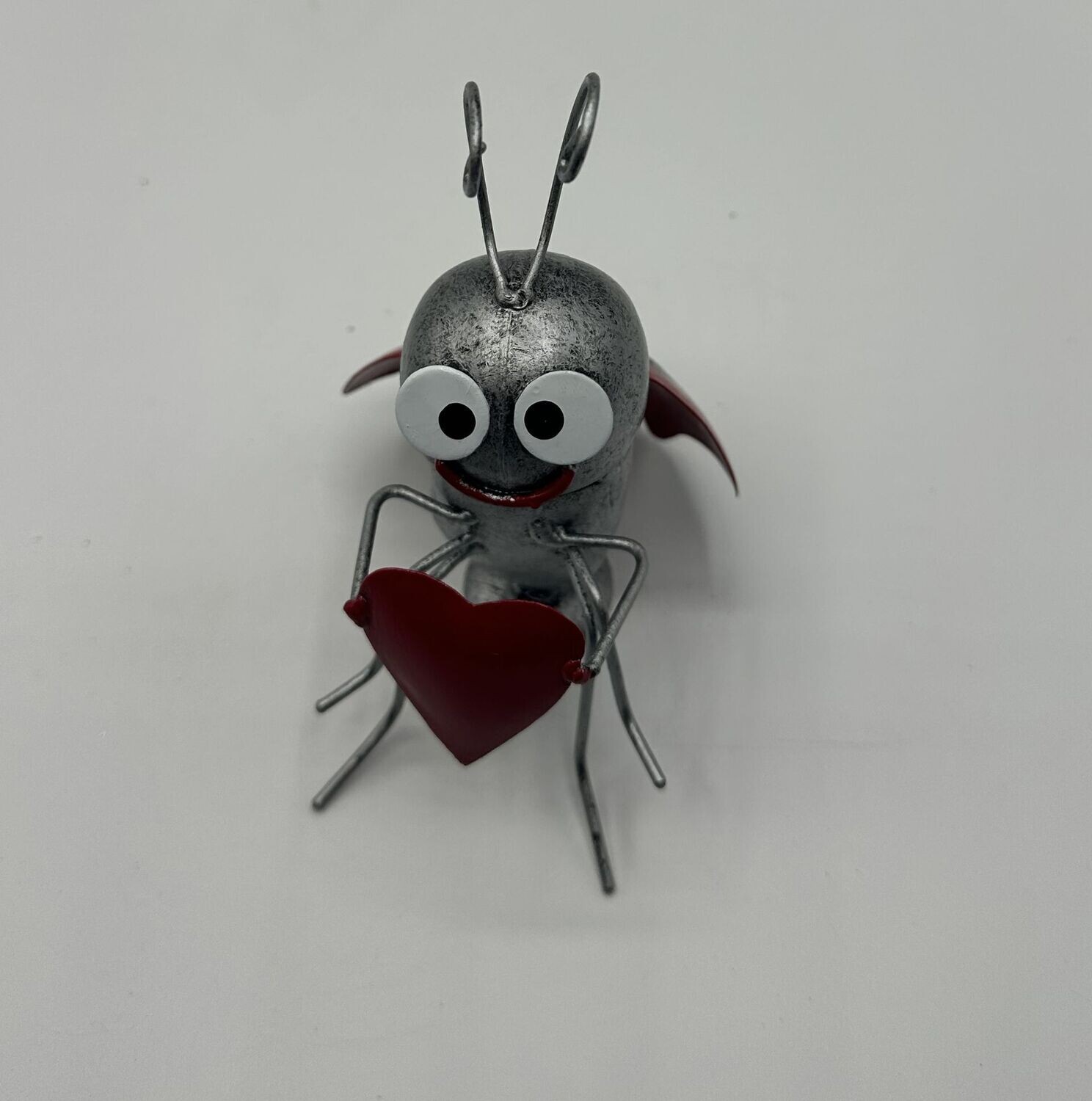 Marienkäfer, mit Herz, S silber-rot, 14x10x10 cm
