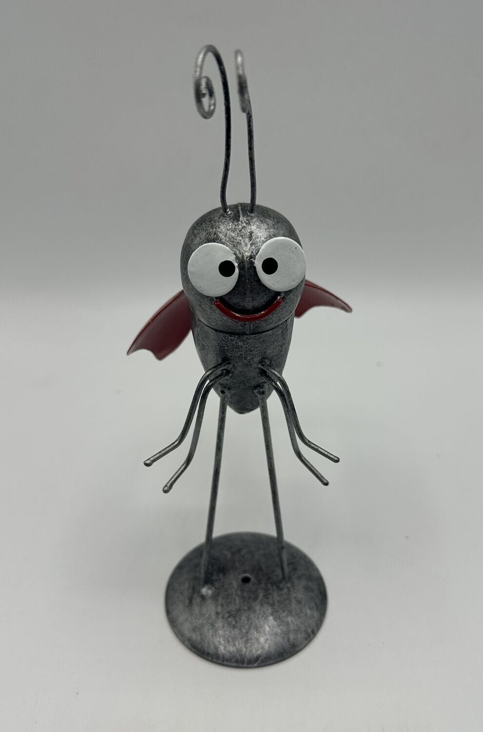 Marienkäfer, stehend, S, silber-rot, 18x9x11 cm