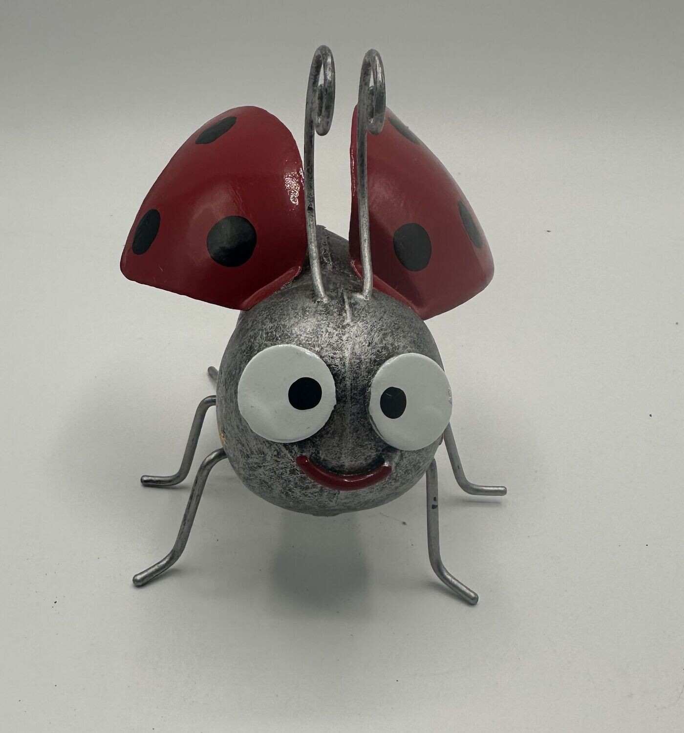 Marienkäfer, S, silber-rot, 13x9x10 cm