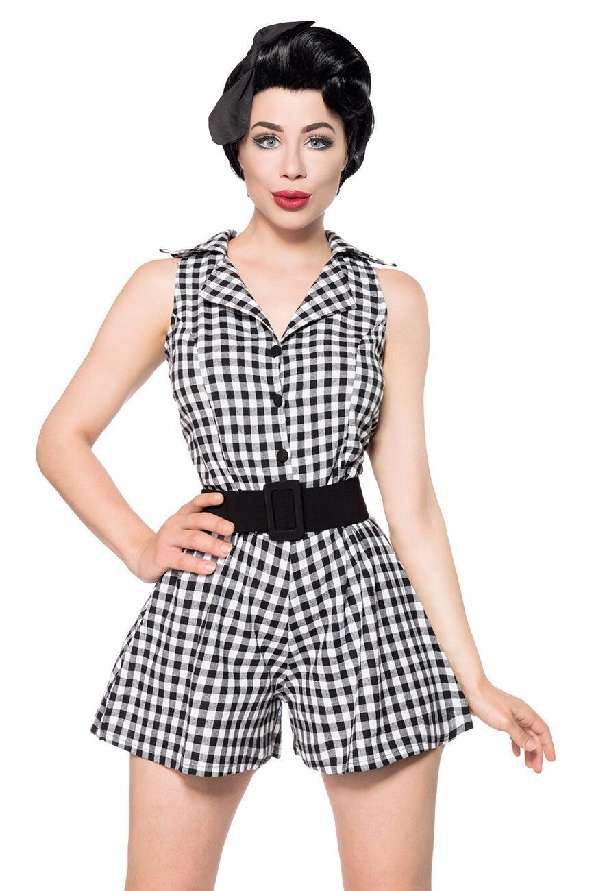 Retro-Jumpsuit schwarz/weiß