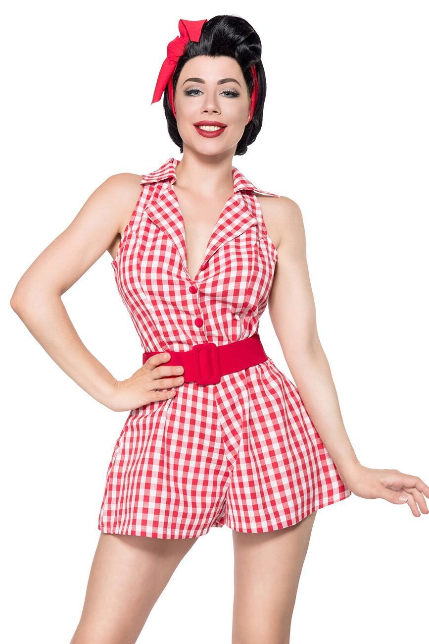 Retro-Jumpsuit rot/weiß