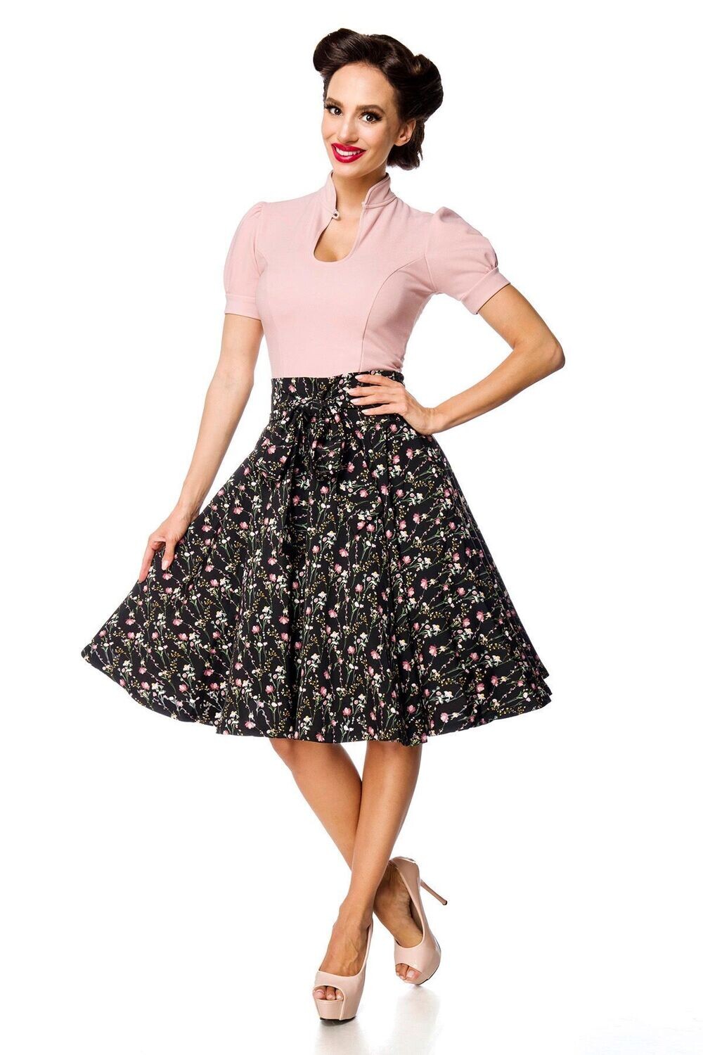 Rock mit Schluppe schwarz/rosa