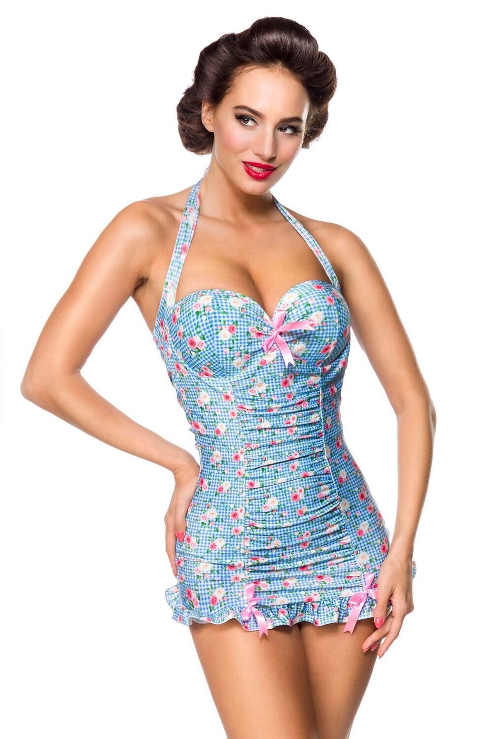 Vintage Badeanzug blau/rosa/weiß