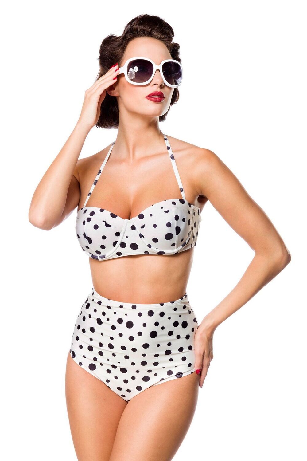 Vintage Bikinioberteil creme/schwarz