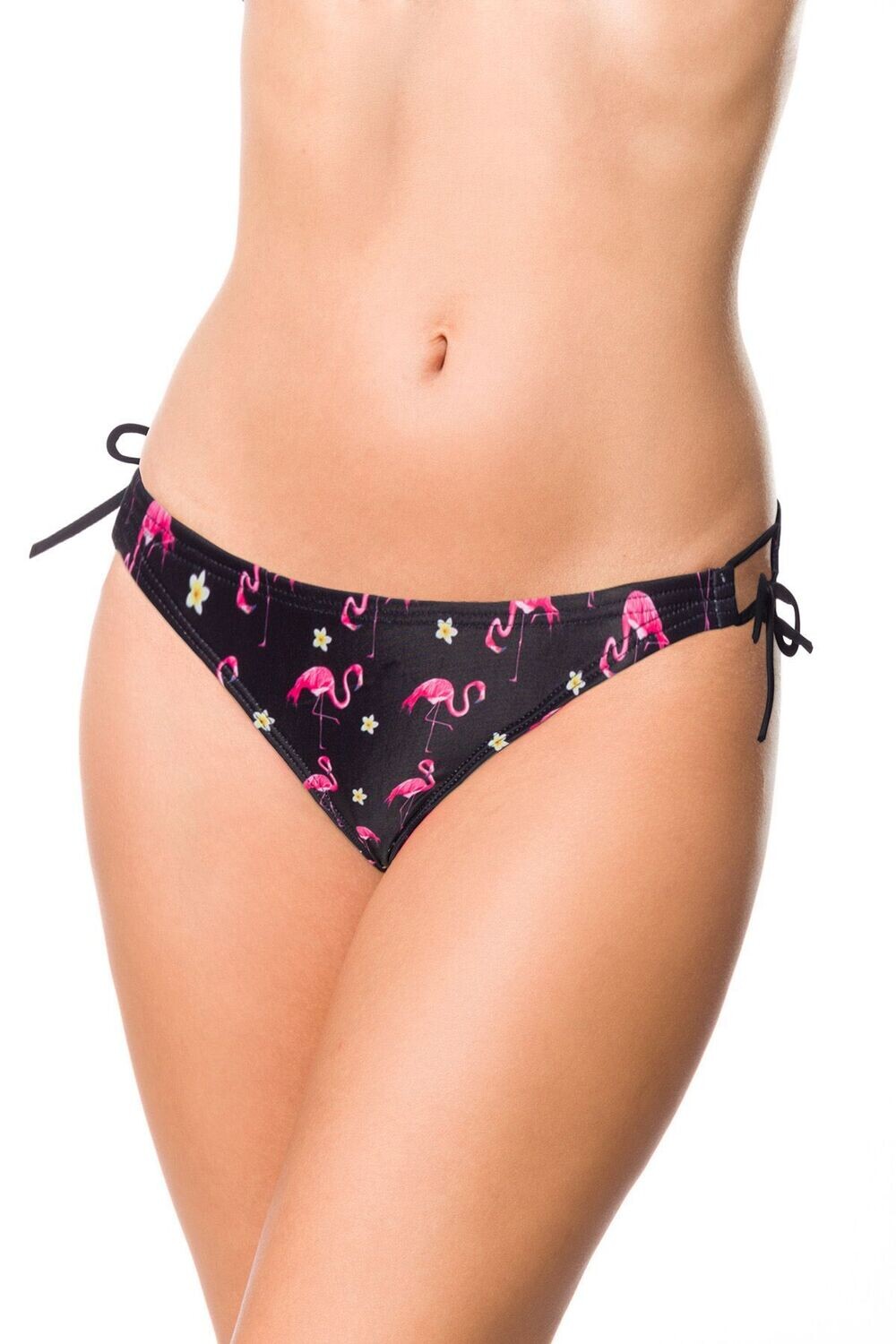 Badeslip zum Binden schwarz/rosa