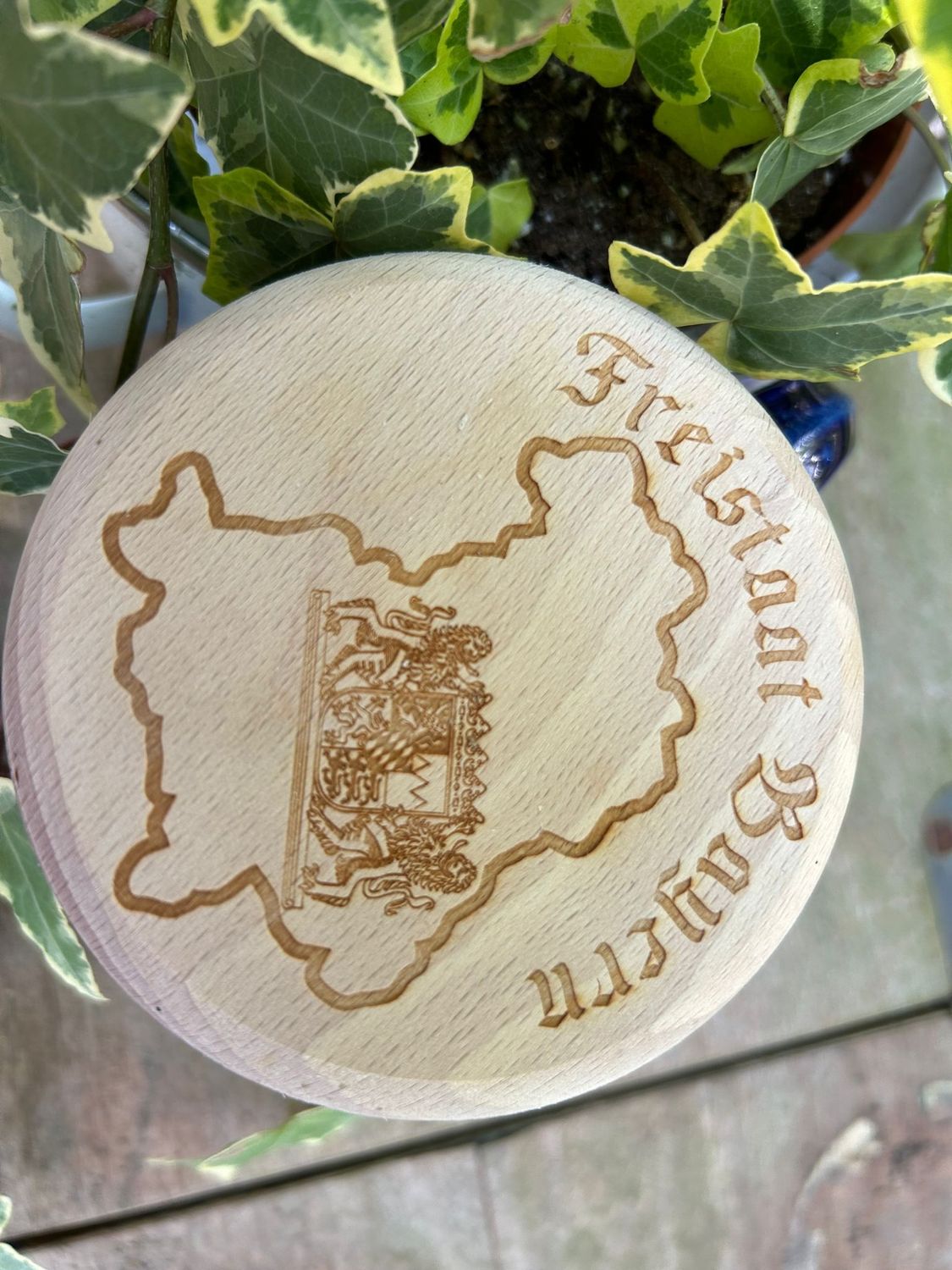 Bierglasdeckel aus Holz - Biergartendeckel aus Holz - Freistaat Bayern