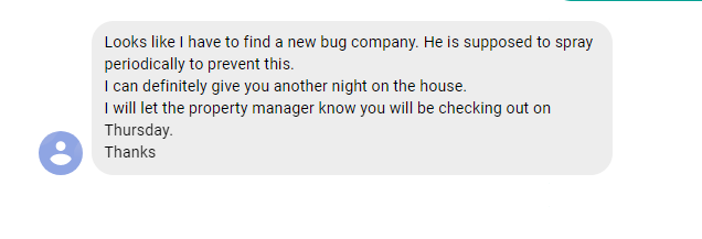My communication screenshots and review on Airbnb